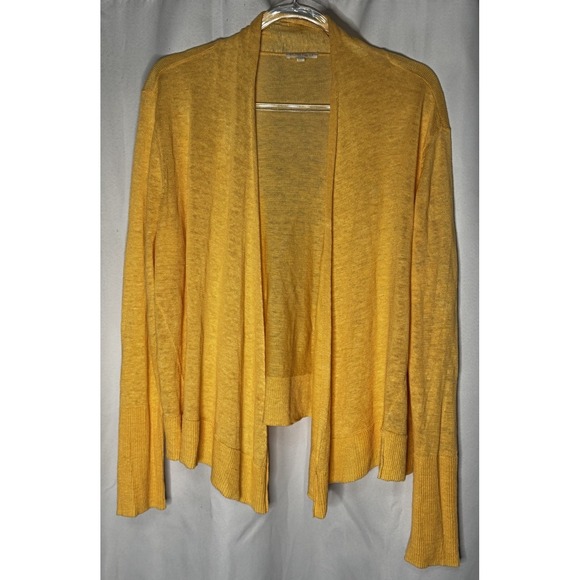 Eileen Fisher Sweaters - Eileen Fisher 100% Linen Cardigan Light Yellow Open Front L Knit Lightweight
